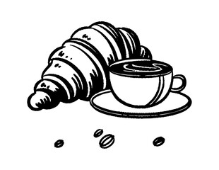 Vector hand drawn set of graphic illustration with Continuous line drawing cutlery: fork, plate, knife, Plastic cup and Tea pot and tea cup on a white background. Simple Icon.	