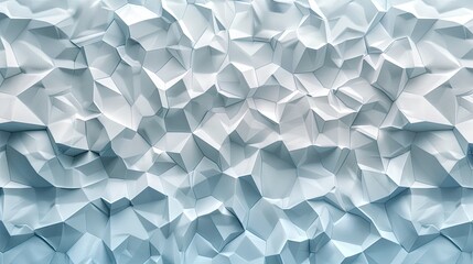 Beautiful futuristic Geometric background. Textured intricate 3D wall in light blue and white tone