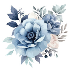 Dusty Blue Flower clipart isolated on white background