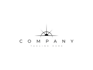 sunrise in the horizon line logo design