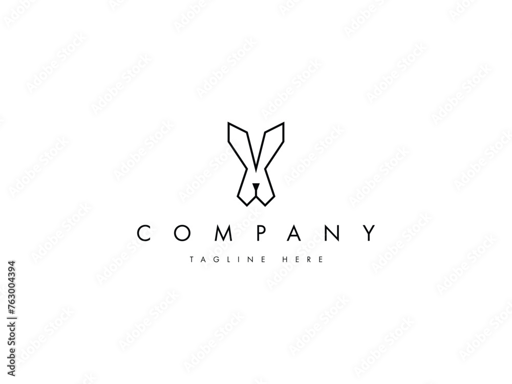 Canvas Prints minimal rabbit bunny line logo design