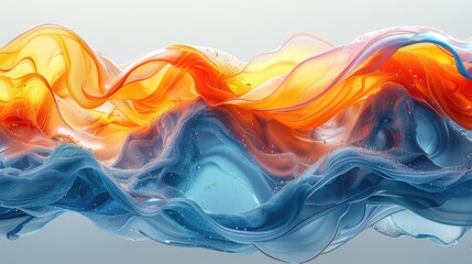 blue and orange liquid ink with a realistic texture - obrazy, fototapety, plakaty
