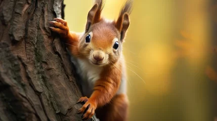 Foto op Canvas squirrel on a tree © Wallpaper