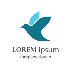 logo design of a flying dove flapping its wings