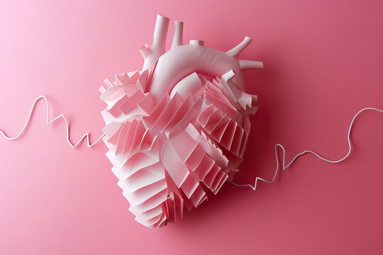 Paper craft heart with pulse inside