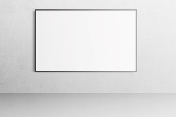 White office interior with blank poster mockup on the wall.