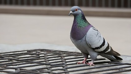 A Pigeon With Its Claws Scratching At A Metal Grat Upscaled 2 - obrazy, fototapety, plakaty
