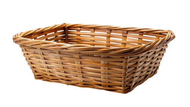Empty wicker basket. isolated on transparent background.