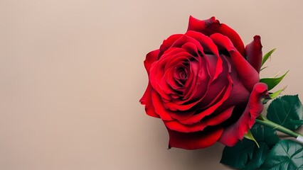  a vibrant red rose with blank space for design