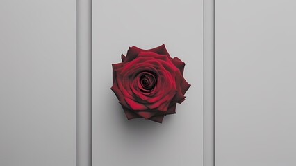  a detailed red rose placed against a neutral background
