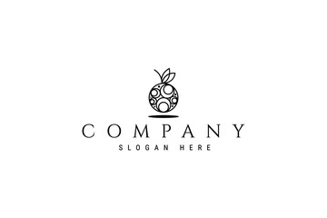 abstract image vector illustration logo design apple fruit with circle inside