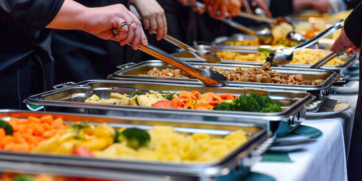 People group catering buffet food
