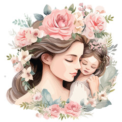Floral Mother And Child Clipart clipart isolated on white