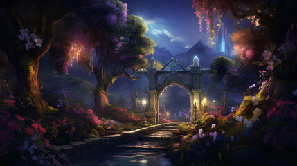 An enchanted garden where flowers sing and dance in th