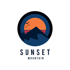 Mountain Sunset Creative Logo design vector concept
