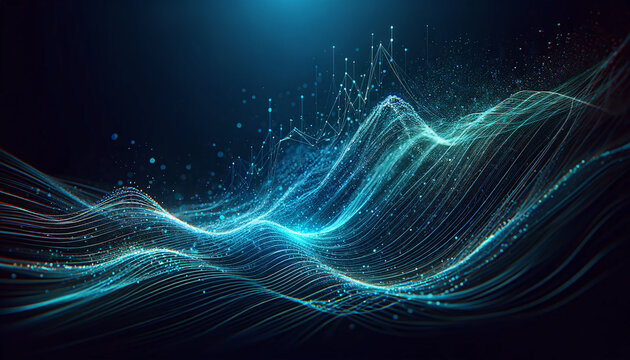 wide-format image that depicts an abstract digital wave