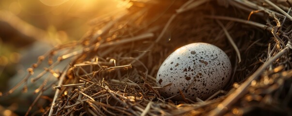 In the safety of a nest, an egg stands on the verge of life, the world around it yawning into a new day's promise
