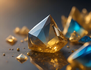 gold blaue Diamanten - obrazy, fototapety, plakaty