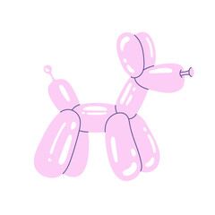 Balloon Dog. Cute Puppy from Balloons. Pink balloon in shape of puppy. Sticker, print, design element for greeting cards, invitation cards. Vector illustration