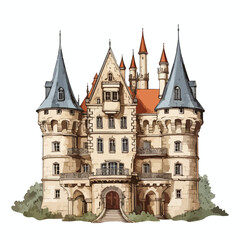 Fototapeta na wymiar French Castle Clipart clipart isolated on white background
