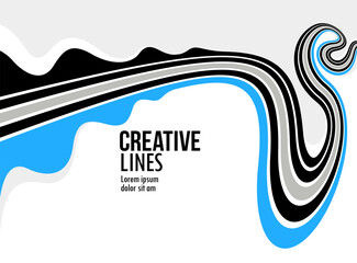 Creative lines vector abstract background, 3D perspective linear graphic design composition, stripes in dimensional rotation poster or banner. - 763011792