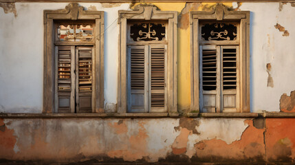 Ancient colonial window in historical city 