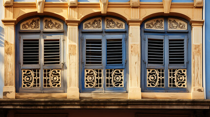 Ancient colonial window in historical city 