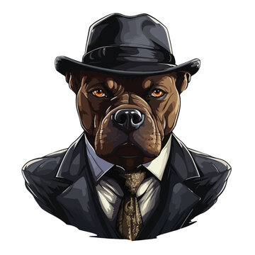Gangster pit dog owner clipart isolated on white