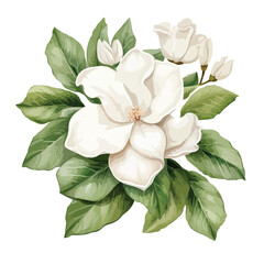 Gardenia clipart isolated on white background - obrazy, fototapety, plakaty