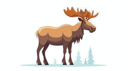 Obraz na płótnie Canvas Animal moose cartoon theme elements flat vector 