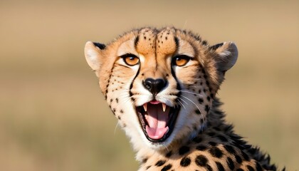 A Cheetah With Its Tongue Flicking Out Tasting Th Upscaled - obrazy, fototapety, plakaty