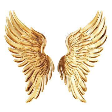 Golden shiny metal wings design clipart clipart isolated