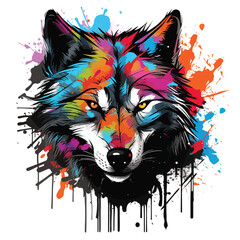 Graffiti Wolf Clipart clipart isolated on white background