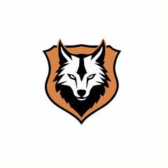 wolf animal head logo in shield, modern illustration design.my