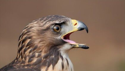 A Hawk With Its Beak Open Calling Out To Its Mate Upscaled 4