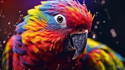 Beautiful Australian parrot multicolored close up port
