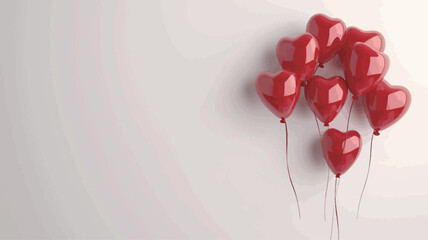 red heart balloons on a white background