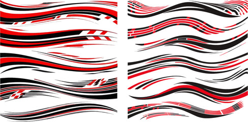  Sport stripes vinyl stickers, racing vehicle tuning and speed line vector set