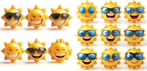 Sun 3D character. Smile expression emotion