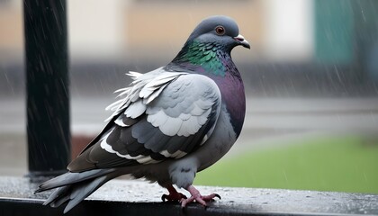 A Pigeon With Its Feathers Tousled By The Rain Upscaled 4