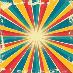 Retro rays of color vector background with a grunge effect