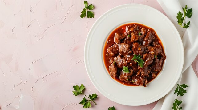 Menudo Mexican food with cow intestines and corn traditional soup