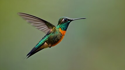 Hummingbird Long tailed Sylph Aglaiocercus ingi with o