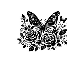 Fototapeta na wymiar Floral Butterfly Ballet: Vector Graphics for Nature Lovers