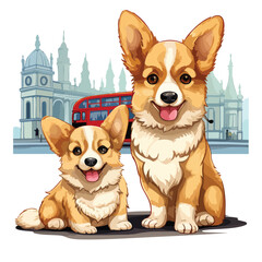 London Corgis Clipart clipart isolated on white background