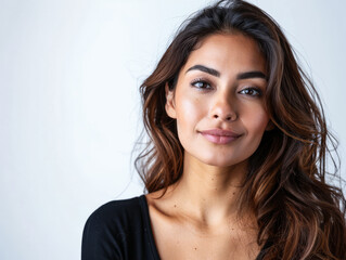 Young hispanic woman beauty portrait with ample copy space
