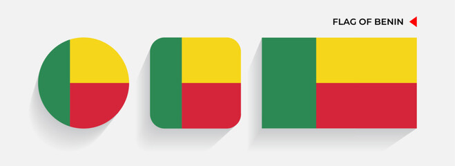 Benin Flags arranged in round, square and rectangular shapes
