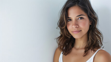 Young hispanic woman beauty portrait with ample copy space