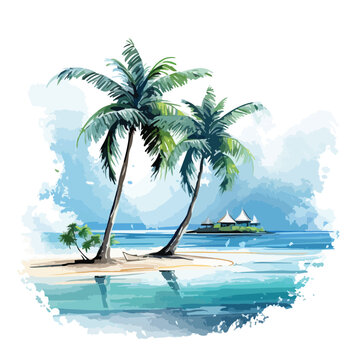 Maldives Beach Clipart clipart isolated on white background