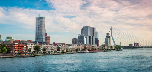 Papier Peint photo autocollant Rotterdam City skyline at port of Rotterdam, the Netherlands.